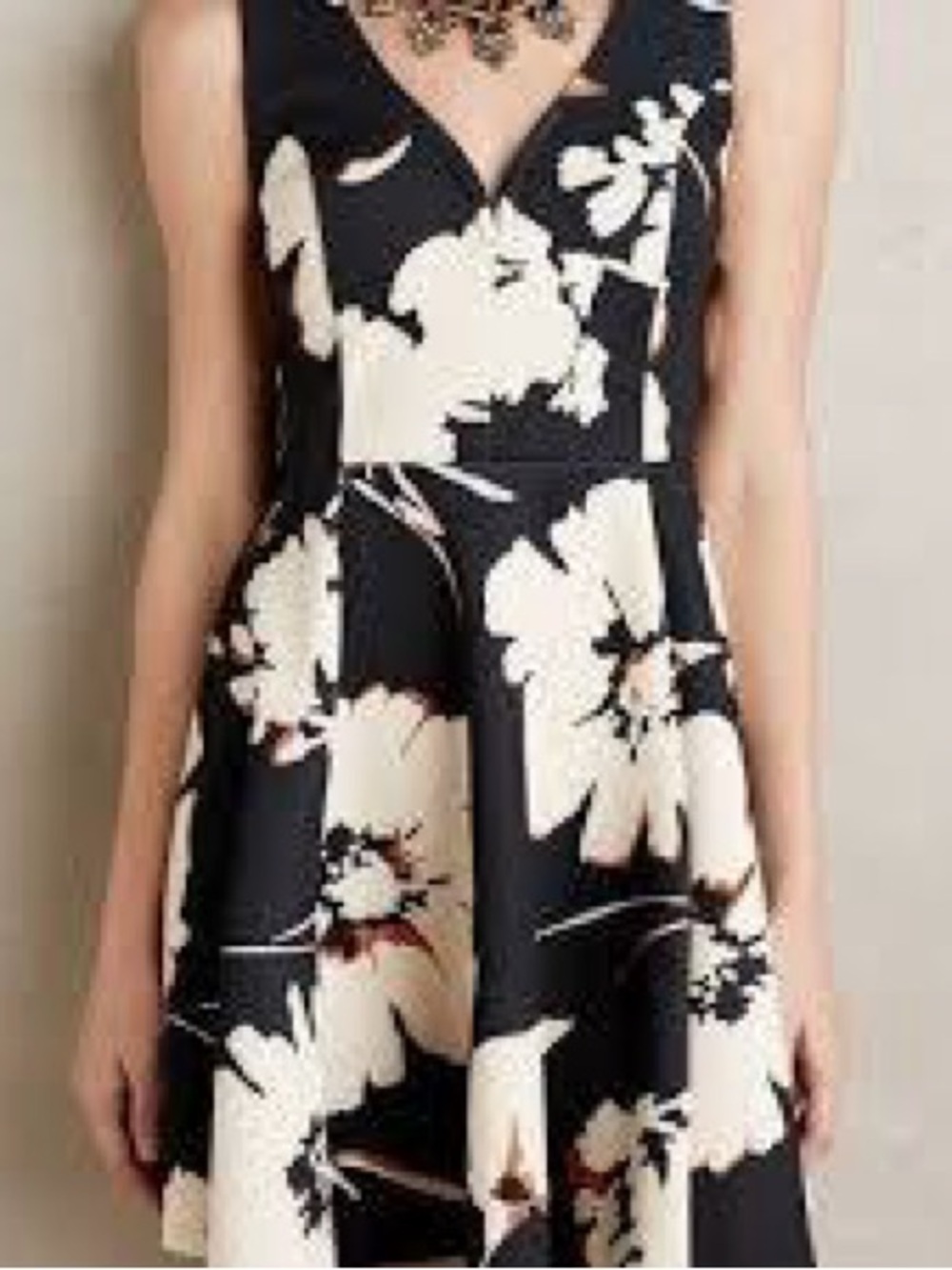 Maeve Black Dress with White Floral Print